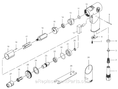 Page A Diagram and Parts List for 6151950107 Chicago Pneumatic Angle Grinder